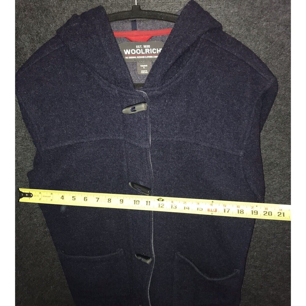 Woolrich Jacket Women's‎ Medium Wool Parka Long Coat Deep Navy Blue Horn Toggles - Picture 9 of 11